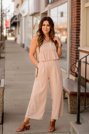 Pleated Accents Jumpsuit - Betsey's Boutique Shop -