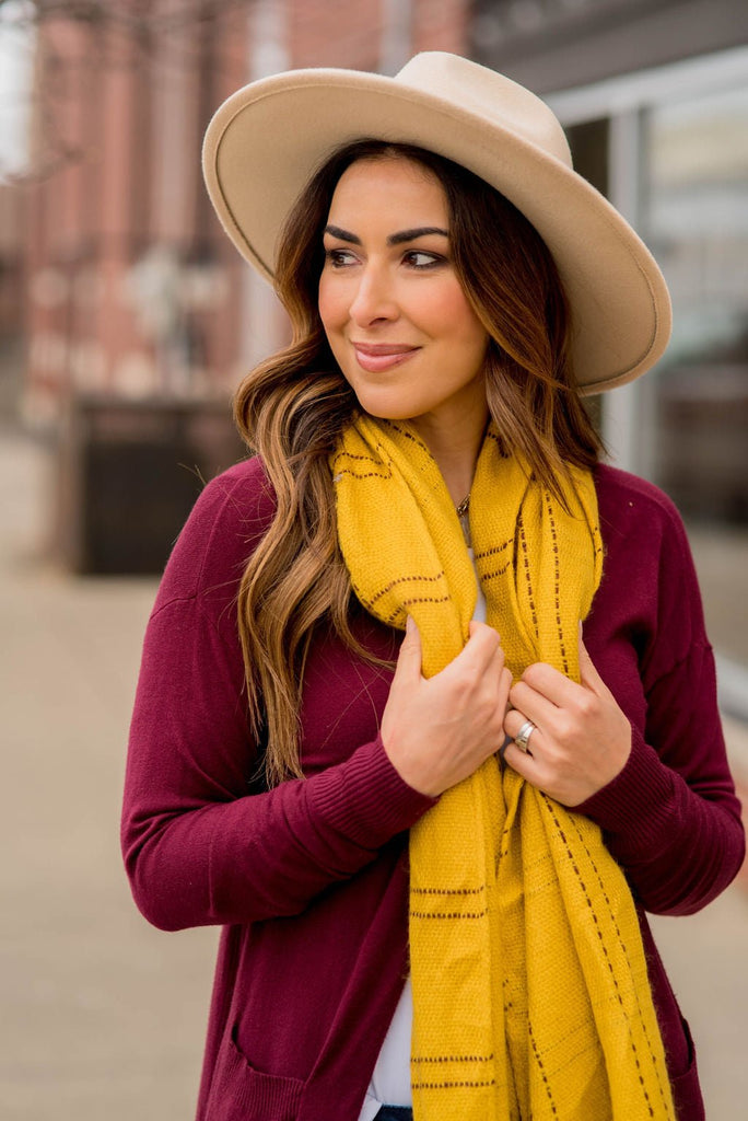 Dark Mustard Plaid Scarf - Betsey's Boutique Shop