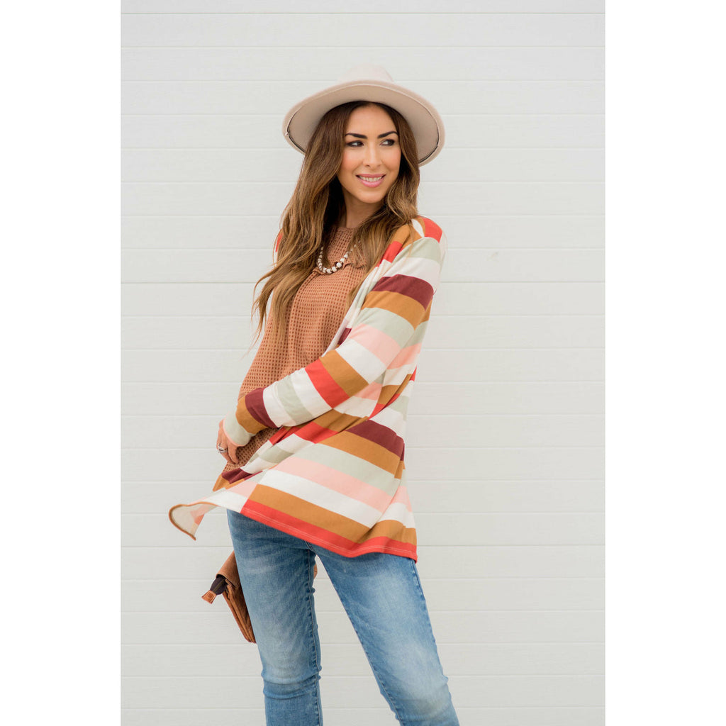 Muted Striped Tunic Cardigan - Betsey's Boutique Shop