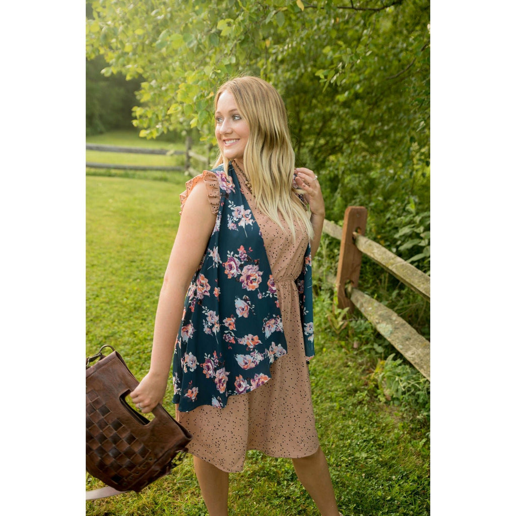 Navy Floral Vest Kimono - Betsey's Boutique Shop