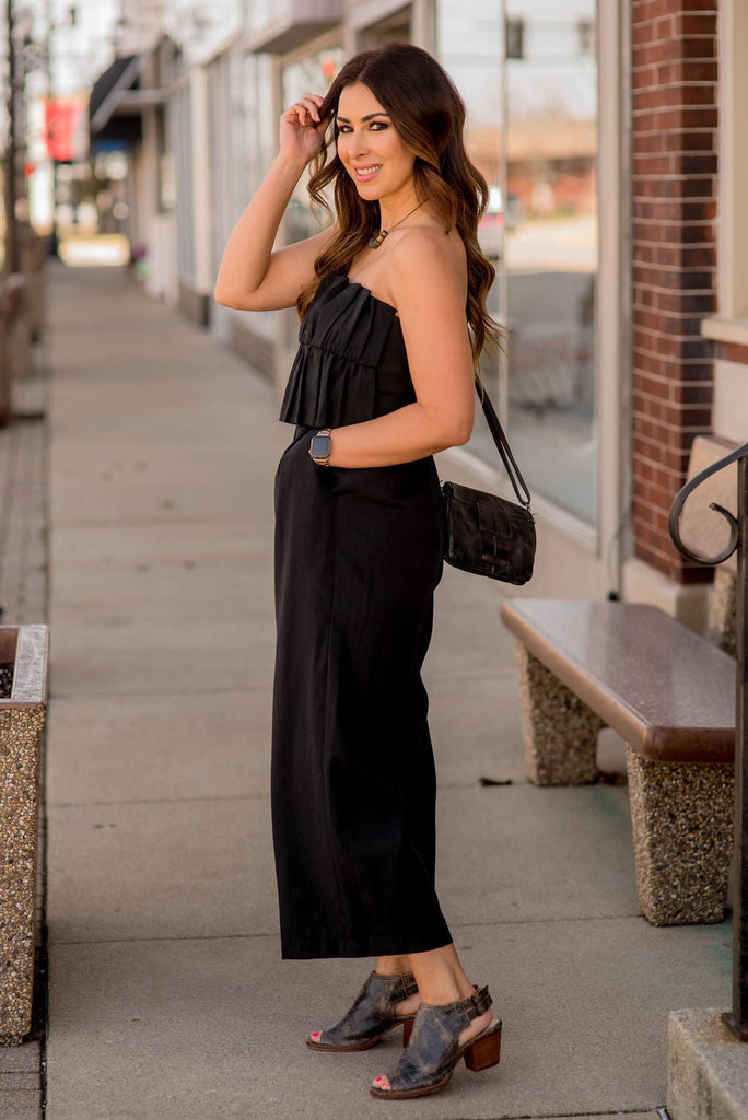 Pleated Accents Jumpsuit - Betsey's Boutique Shop -