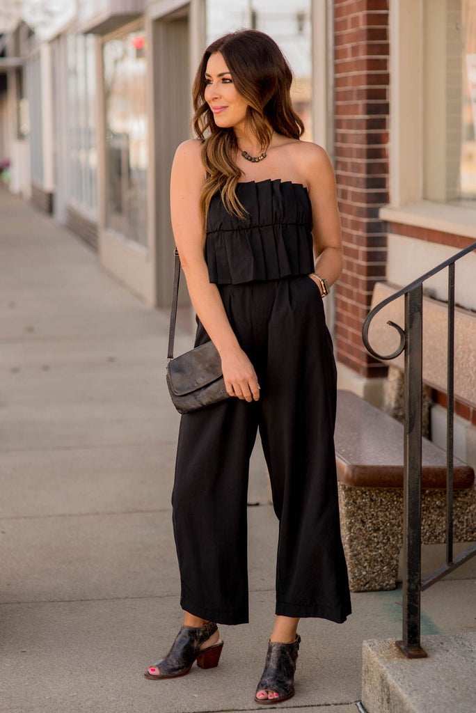 Pleated Accents Jumpsuit - Betsey's Boutique Shop -