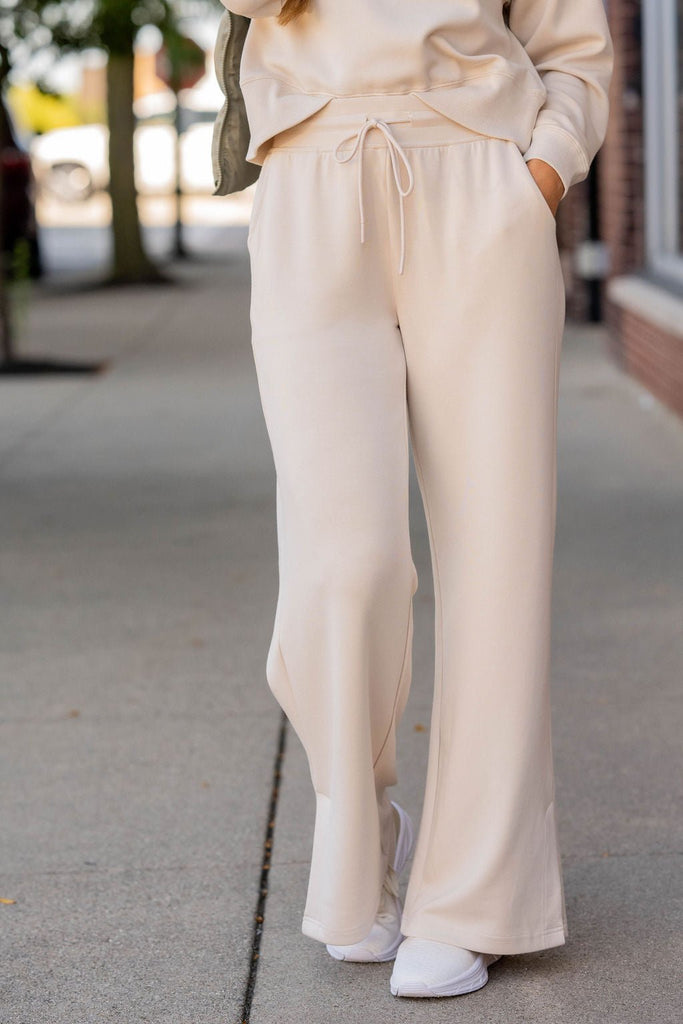 Side Slit Flare Drawstring Pants - Betsey's Boutique Shop -