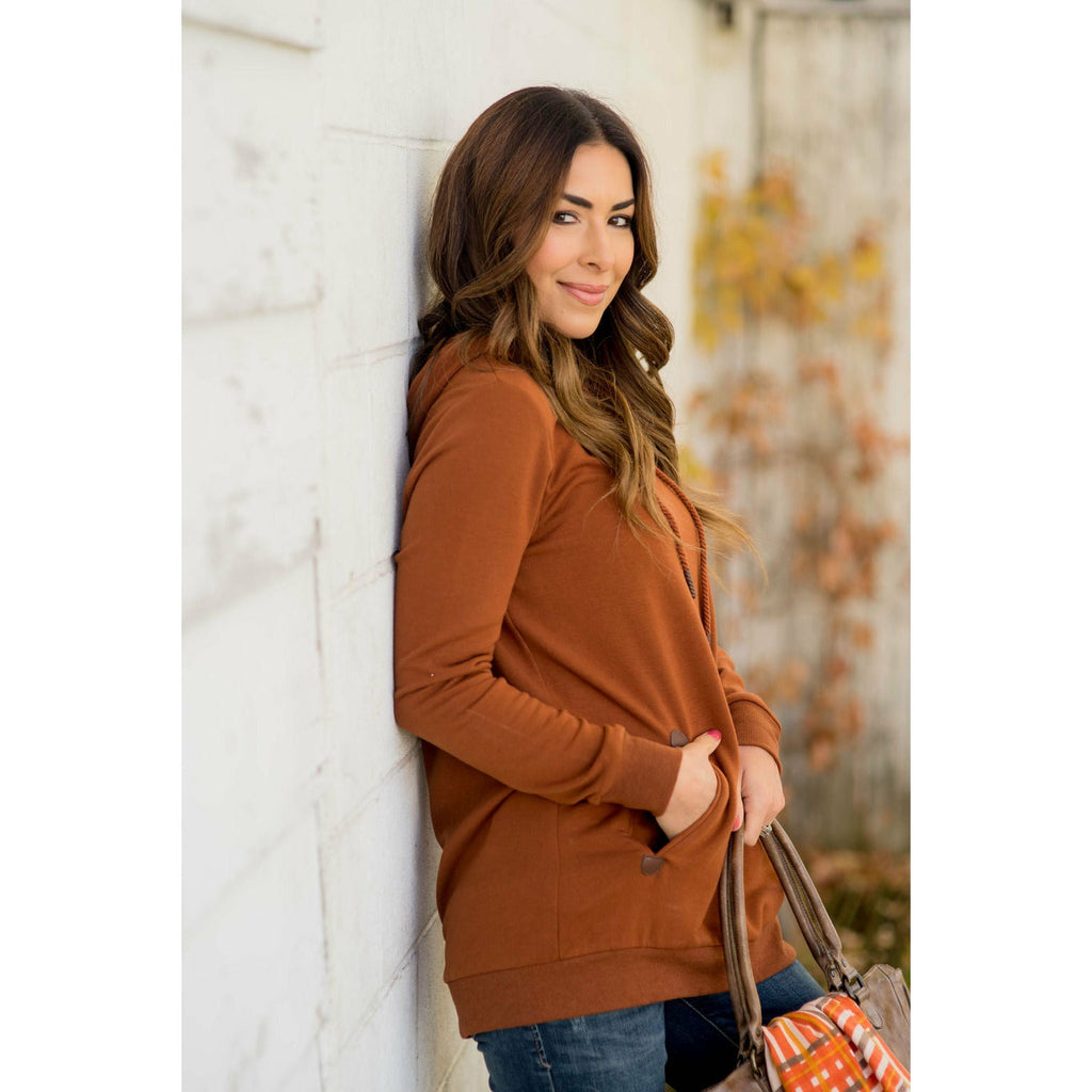 Betsey's Leather Accented Hoodie - Betsey's Boutique Shop - Shirts & Tops