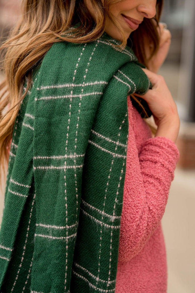 Dashed Plaid Fringe Scarf - Betsey's Boutique Shop -