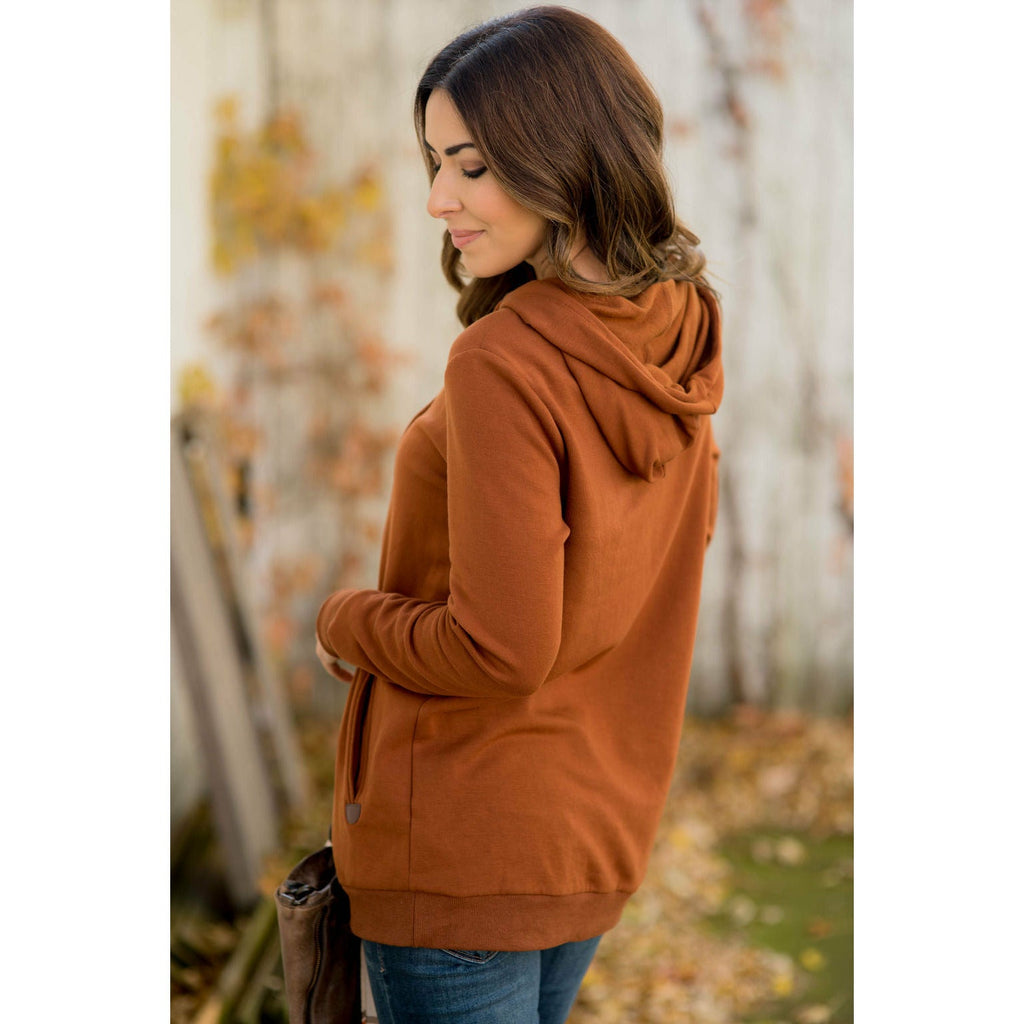 Betsey's Leather Accented Hoodie - Betsey's Boutique Shop - Shirts & Tops