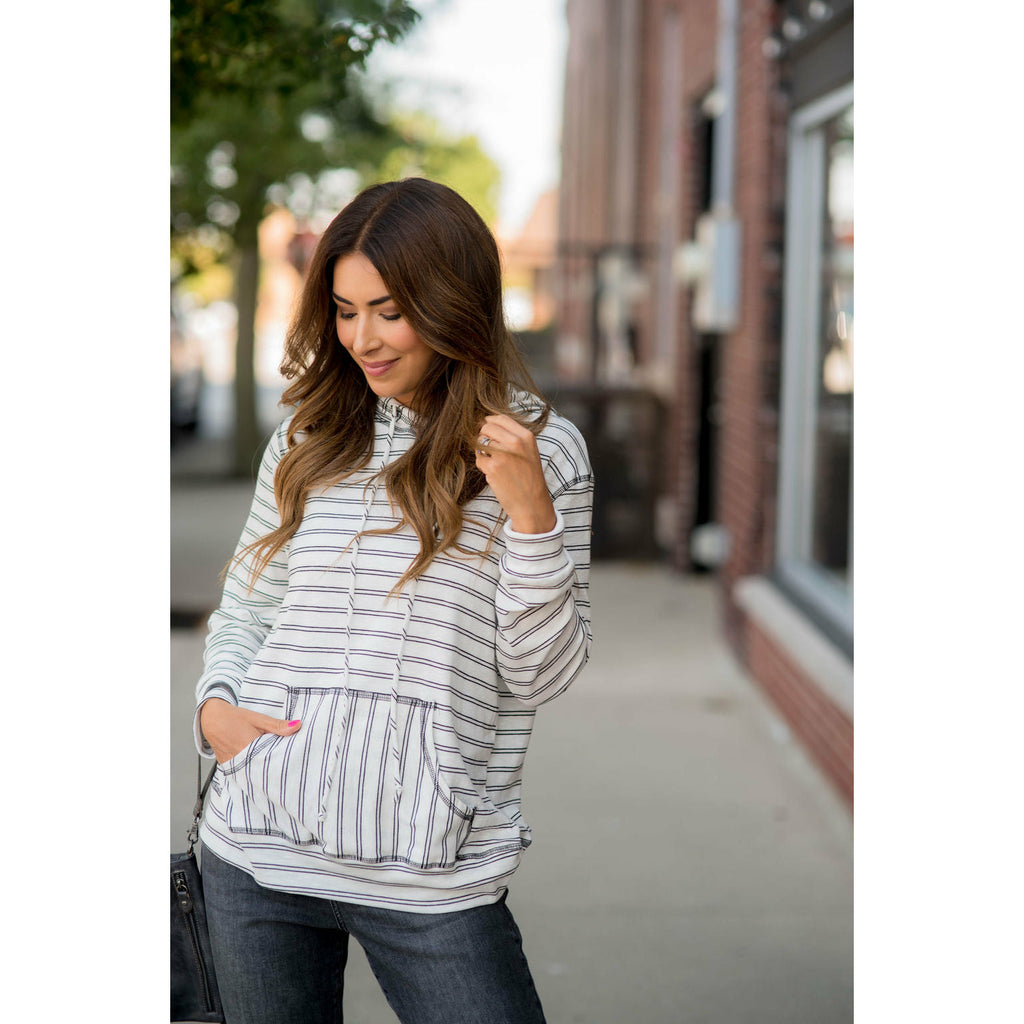 Double Mixed Striped Hoodie - Betsey's Boutique Shop