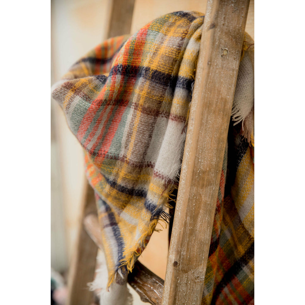 Mustard Plaid Blanket Scarf - Betsey's Boutique Shop