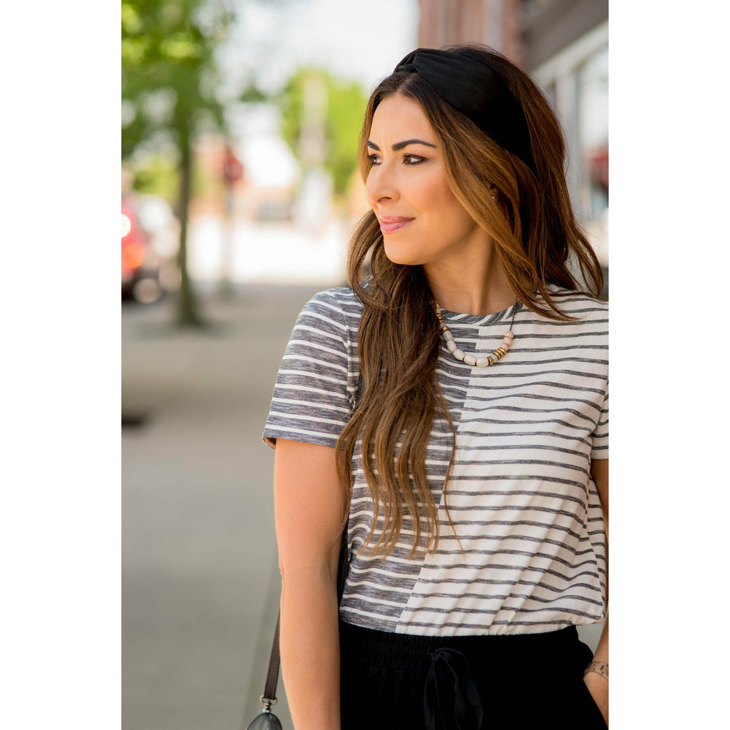 Asymmetrical Striped Tee - Betsey's Boutique Shop