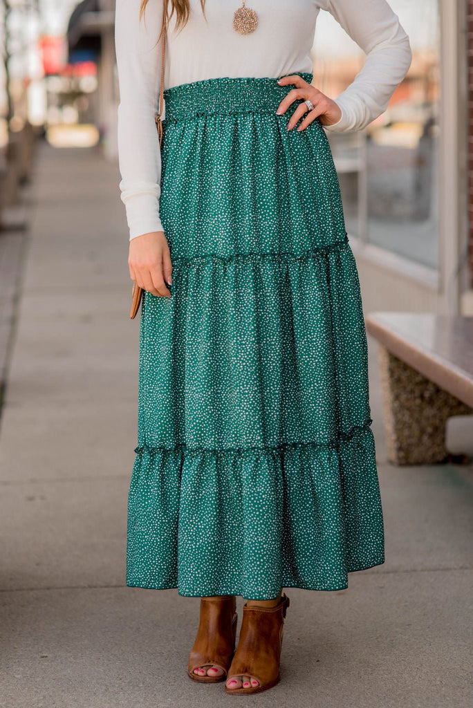 Spotted Tiered Maxi Skirt - Betsey's Boutique Shop -