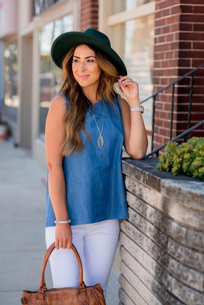 Frayed Trim Slit Tank - Betsey's Boutique Shop