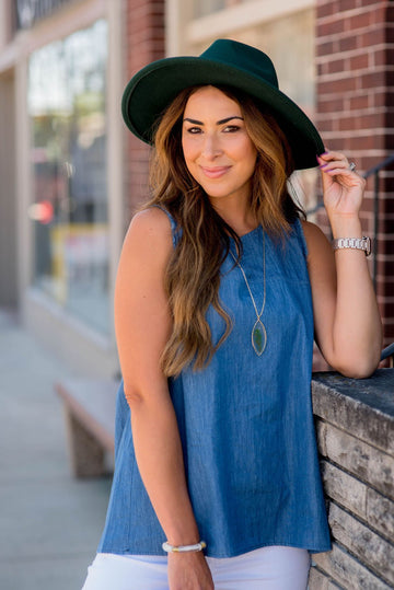 Frayed Trim Slit Tank - Betsey's Boutique Shop