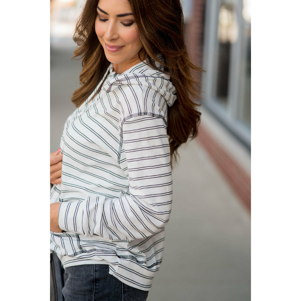 Double Mixed Striped Hoodie - Betsey's Boutique Shop