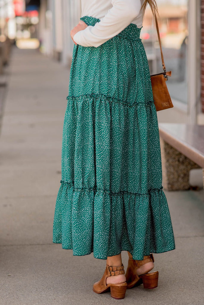 Spotted Tiered Maxi Skirt - Betsey's Boutique Shop -