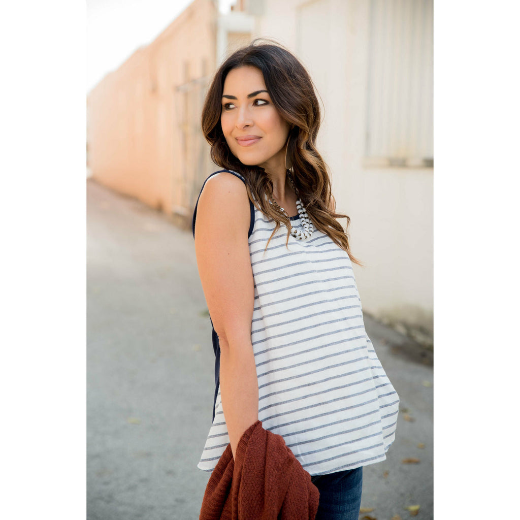 Striped Front Tank - Betsey's Boutique Shop