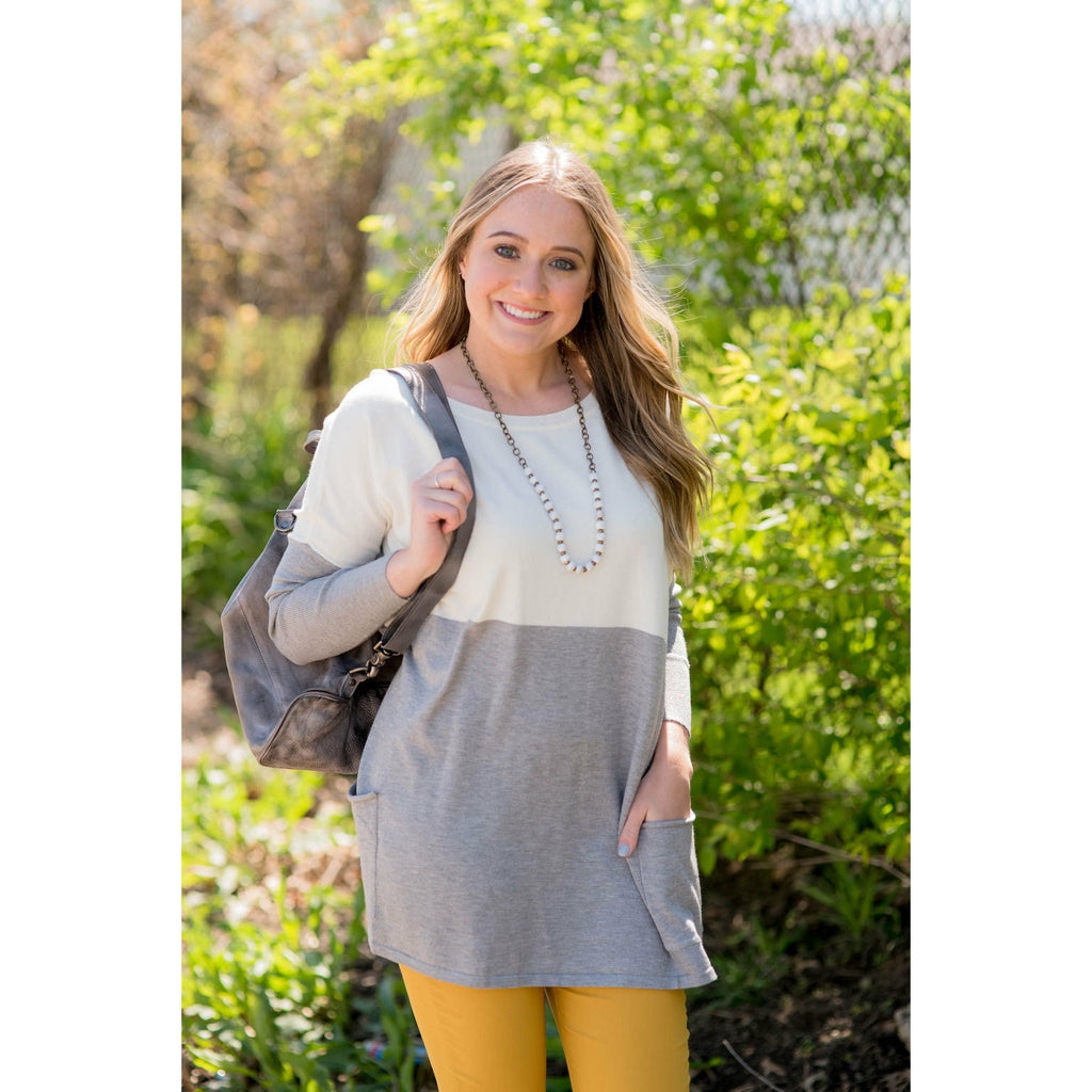 Dual Color Pocket Pullover - Betsey's Boutique Shop