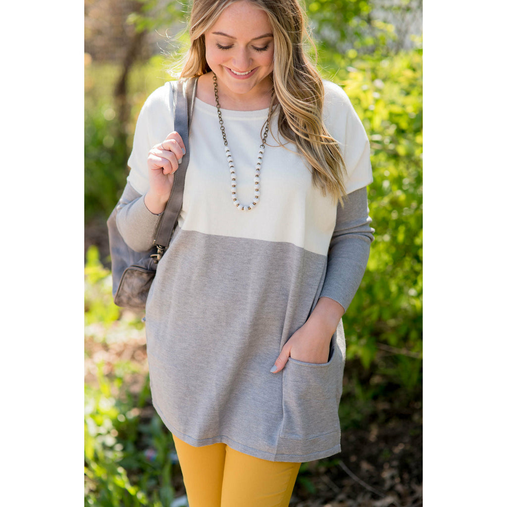 Dual Color Pocket Pullover - Betsey's Boutique Shop