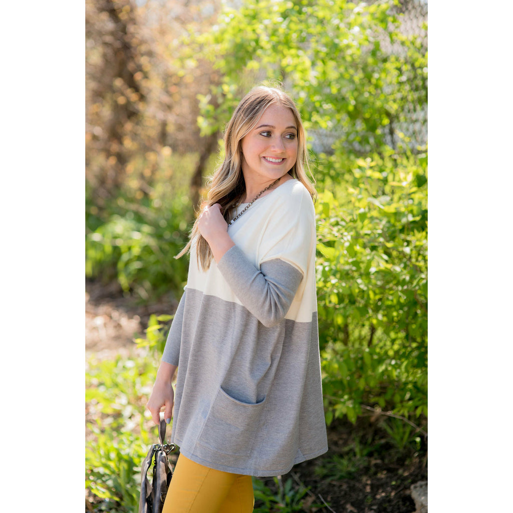 Dual Color Pocket Pullover - Betsey's Boutique Shop