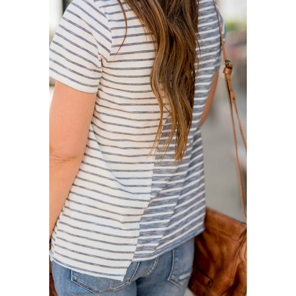 Asymmetrical Striped Tee - Betsey's Boutique Shop