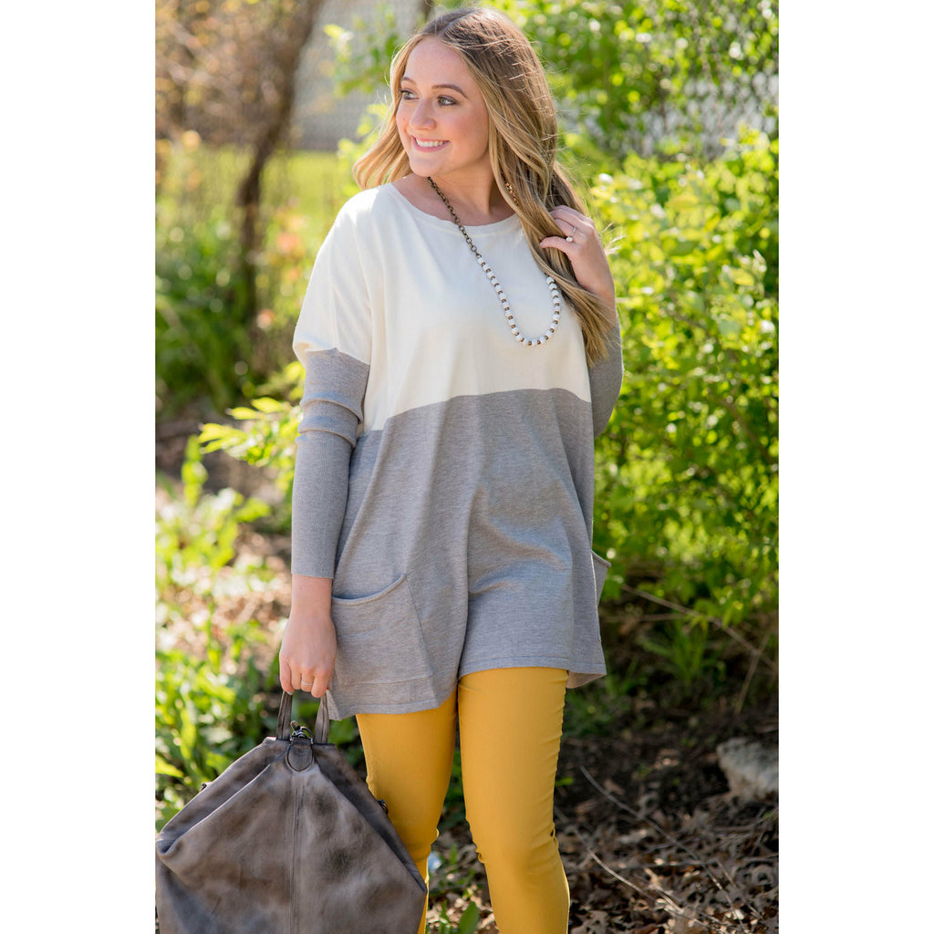 Dual Color Pocket Pullover - Betsey's Boutique Shop