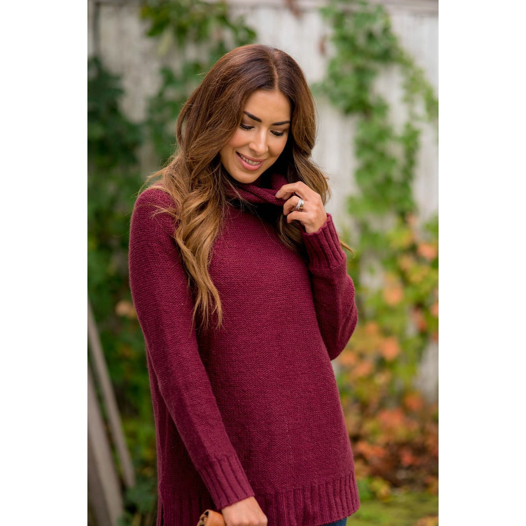 Ribbed Cowl Neck Sweater - Betsey's Boutique Shop - Outerwear