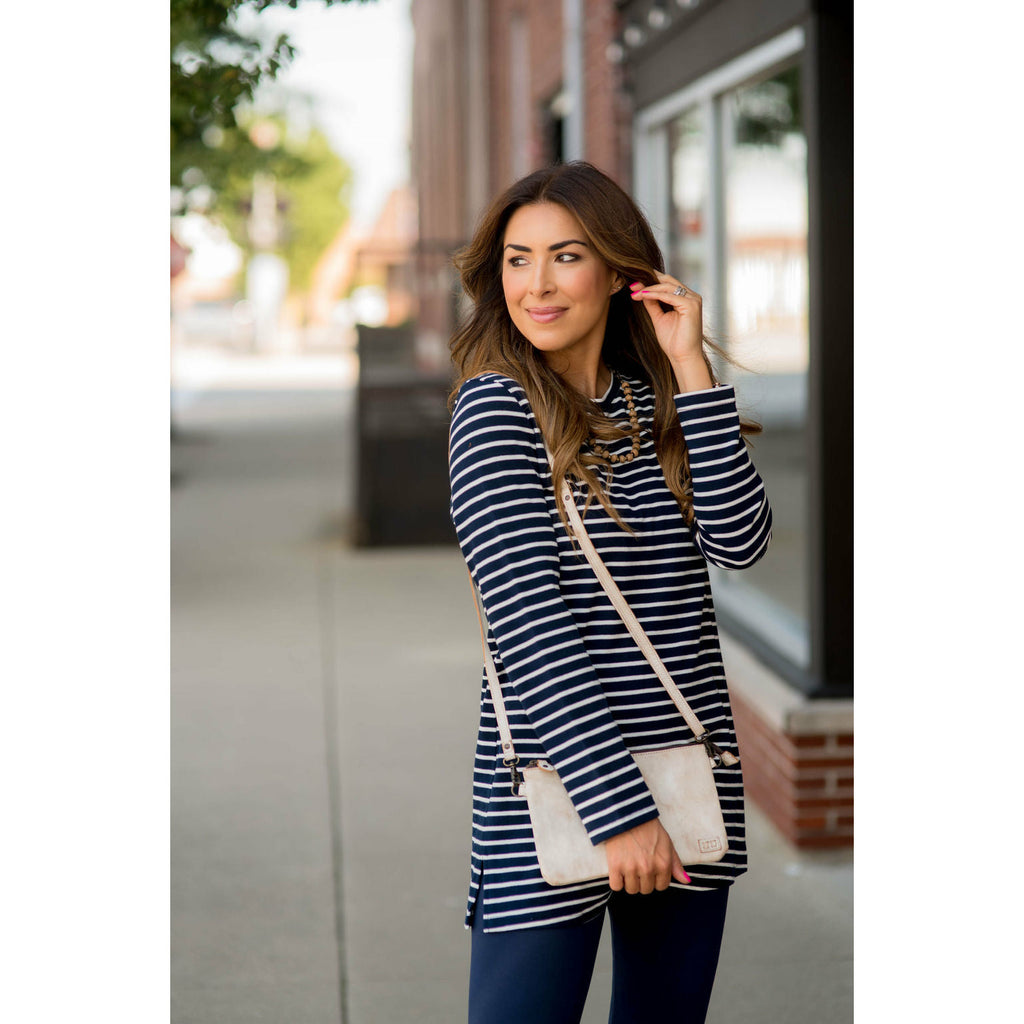 Long Sleeve Striped Tunic Tee - Betsey's Boutique Shop