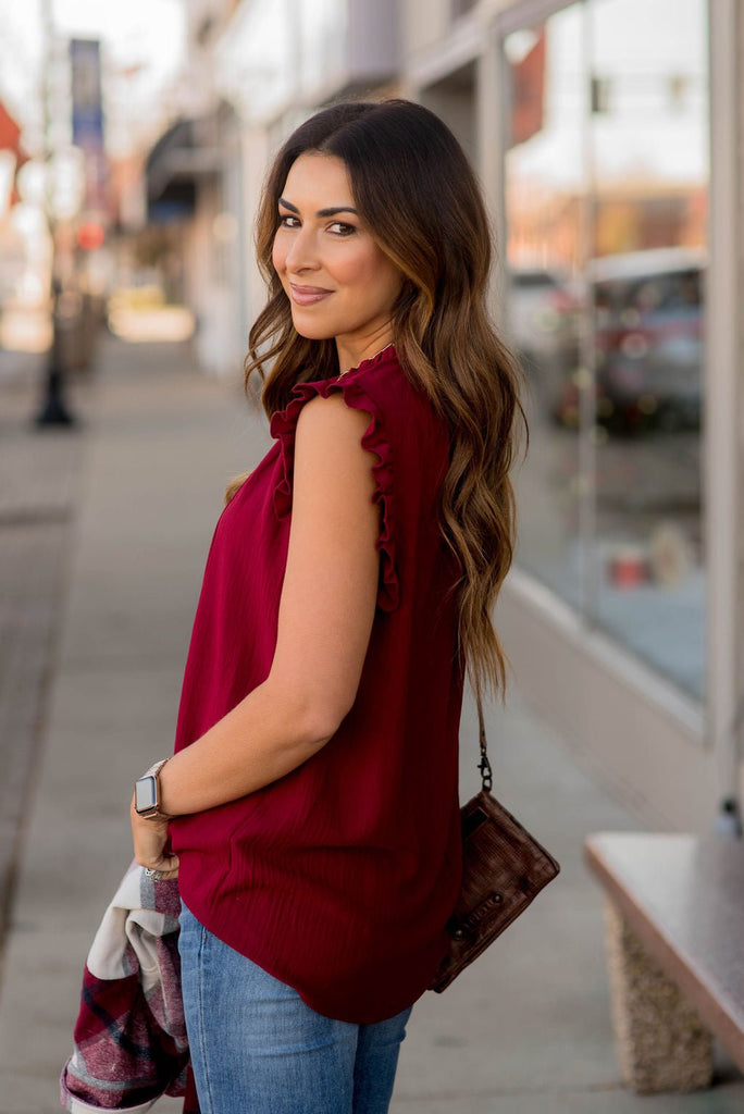 Dressy Ruffle Cinch Tank Blouse - Betsey's Boutique Shop