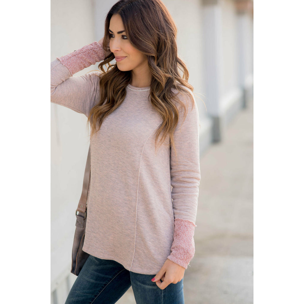 Chic Knitted Button Cuff Sweatshirt - Betsey's Boutique Shop