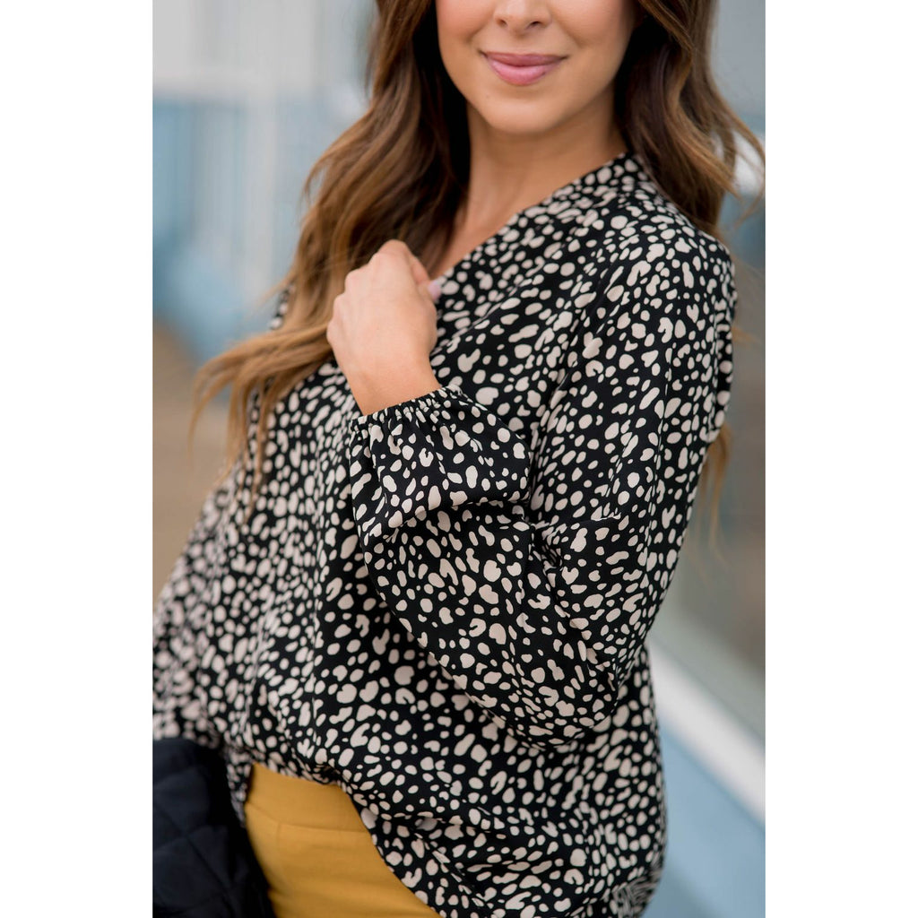 Black Dottie Blouse - Betsey's Boutique Shop - Shirts & Tops