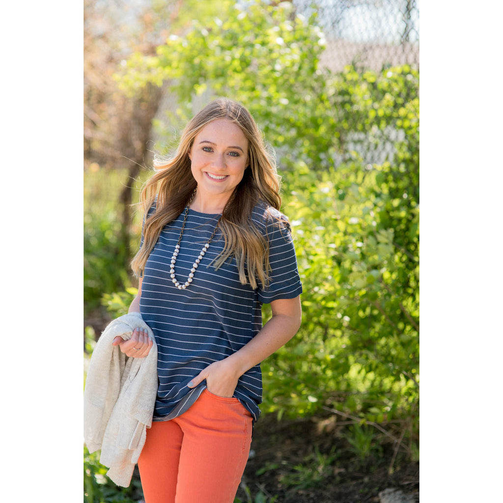 Textured Striped Blouse - Betsey's Boutique Shop - Shirts & Tops