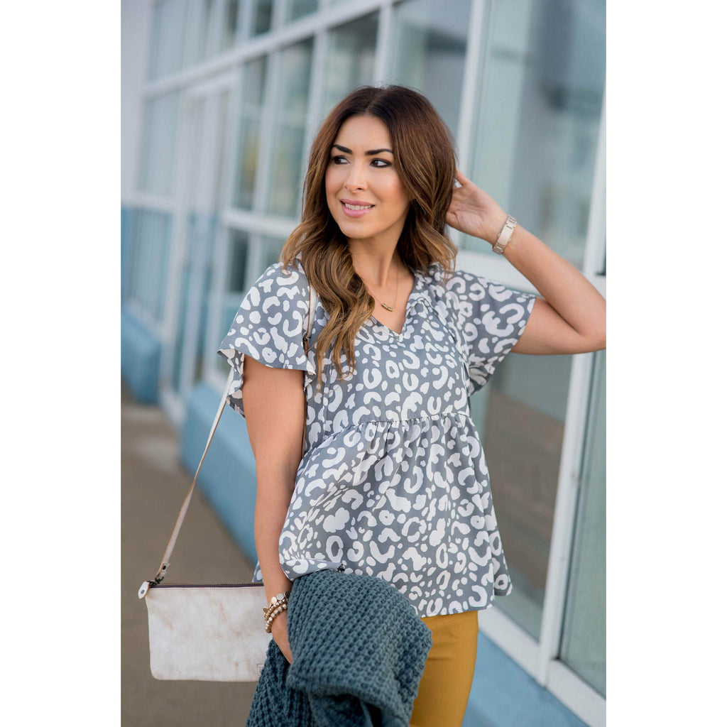 Large Leopard Print Blouse - Betsey's Boutique Shop - Shirts & Tops