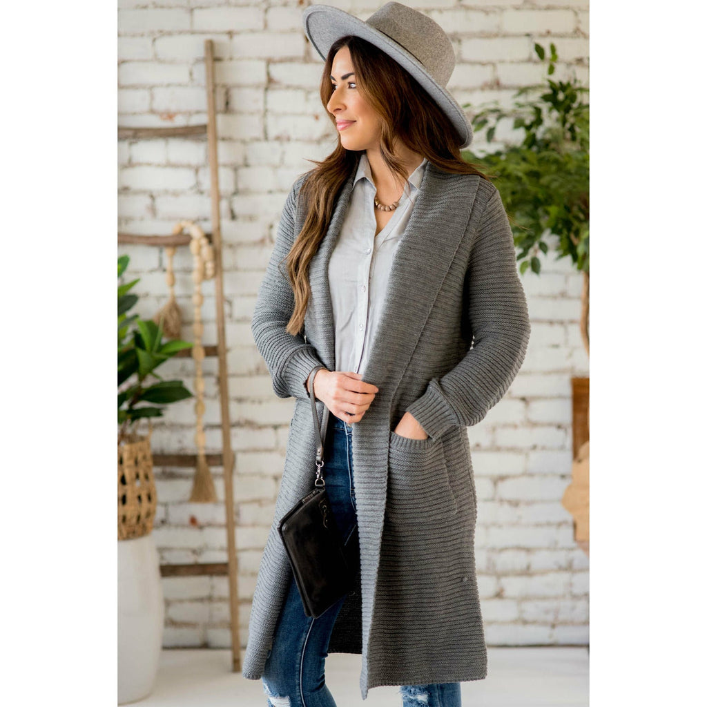 Ribbed Texture Cardigan - Betsey's Boutique Shop - Coats & Jackets