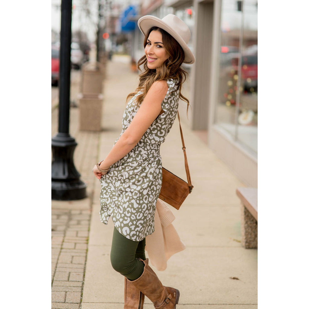 Leopard Drawstring Dress - Betsey's Boutique Shop