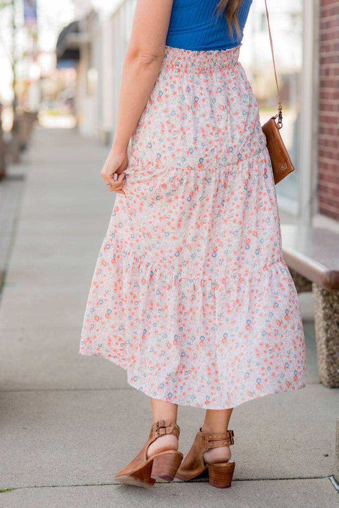 Blossoms Tiered Midi Skirt - Betsey's Boutique Shop -