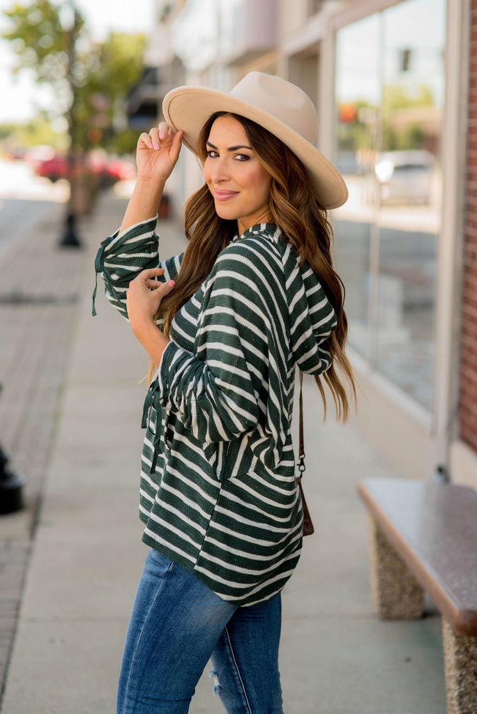 Striped Tie Sleeve Top - Betsey's Boutique Shop