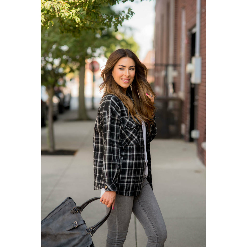 Small Grid Plaid Shacket - Betsey's Boutique Shop