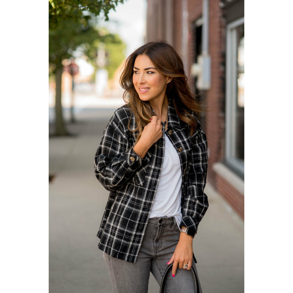 Small Grid Plaid Shacket - Betsey's Boutique Shop