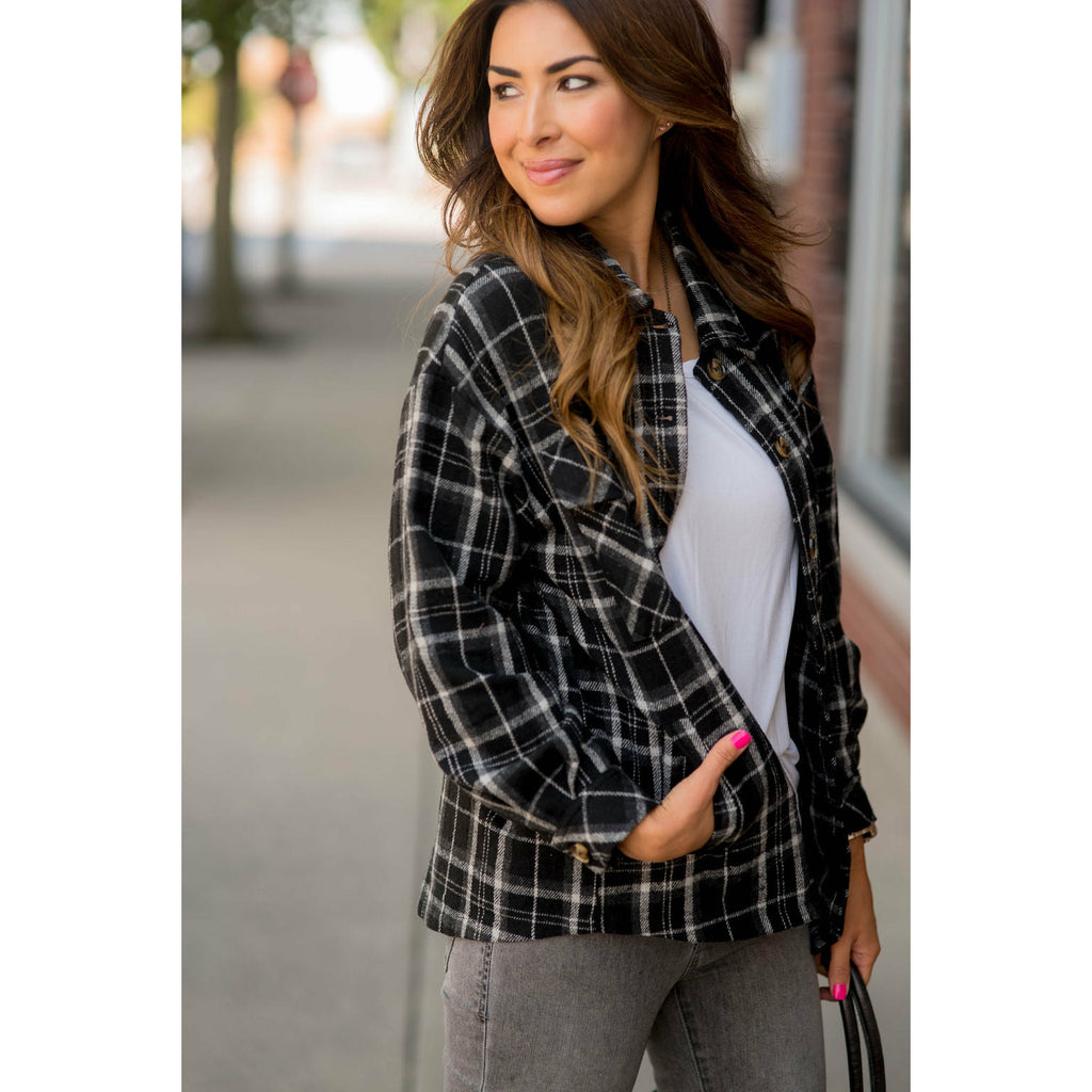 Small Grid Plaid Shacket - Betsey's Boutique Shop