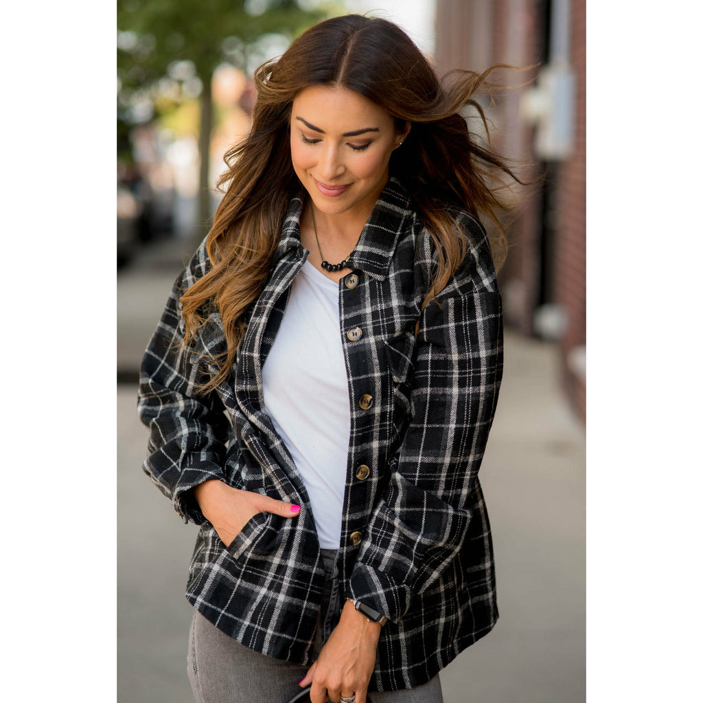 Small Grid Plaid Shacket - Betsey's Boutique Shop