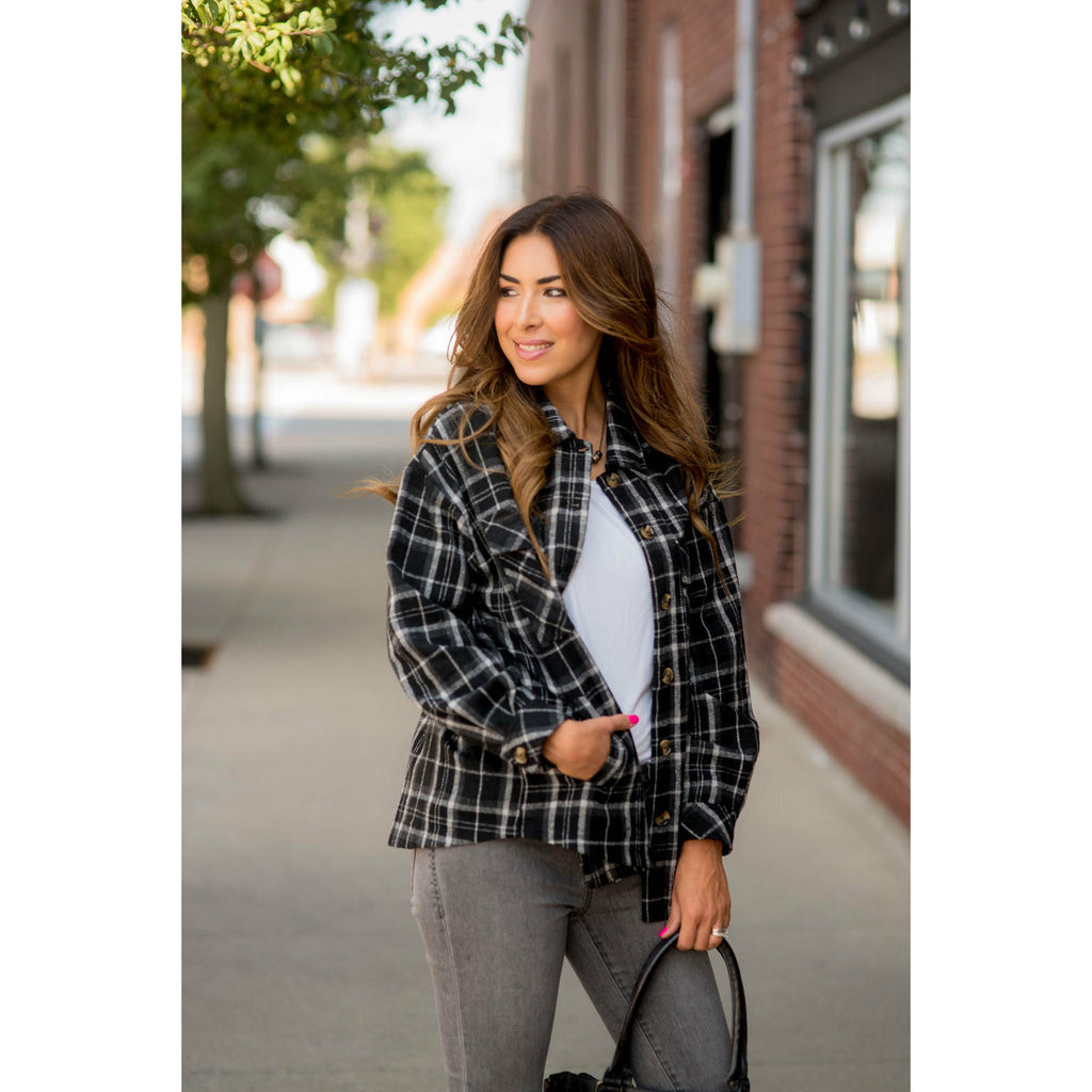 Small Grid Plaid Shacket - Betsey's Boutique Shop