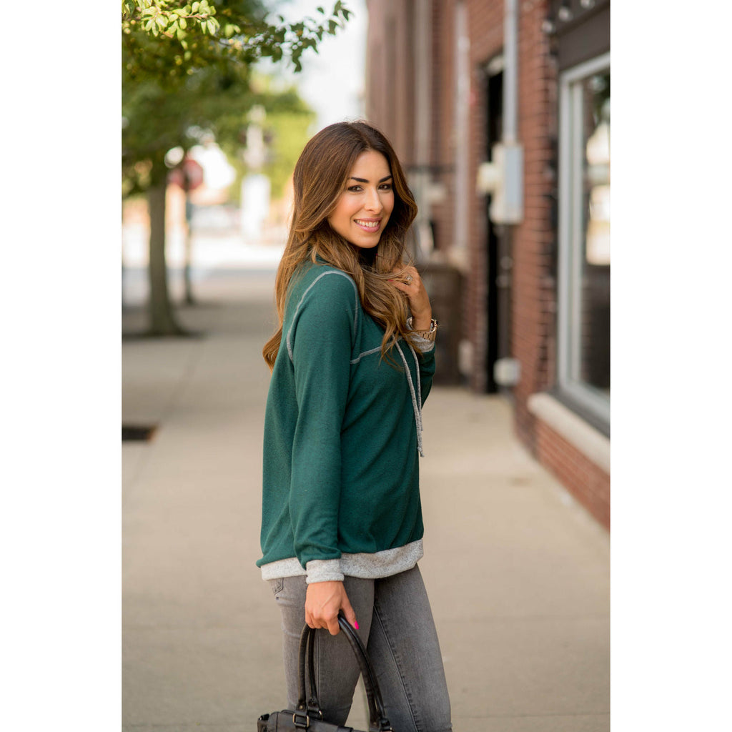 Comfy Stitched Cowl Neck Sweatshirt - Betsey's Boutique Shop