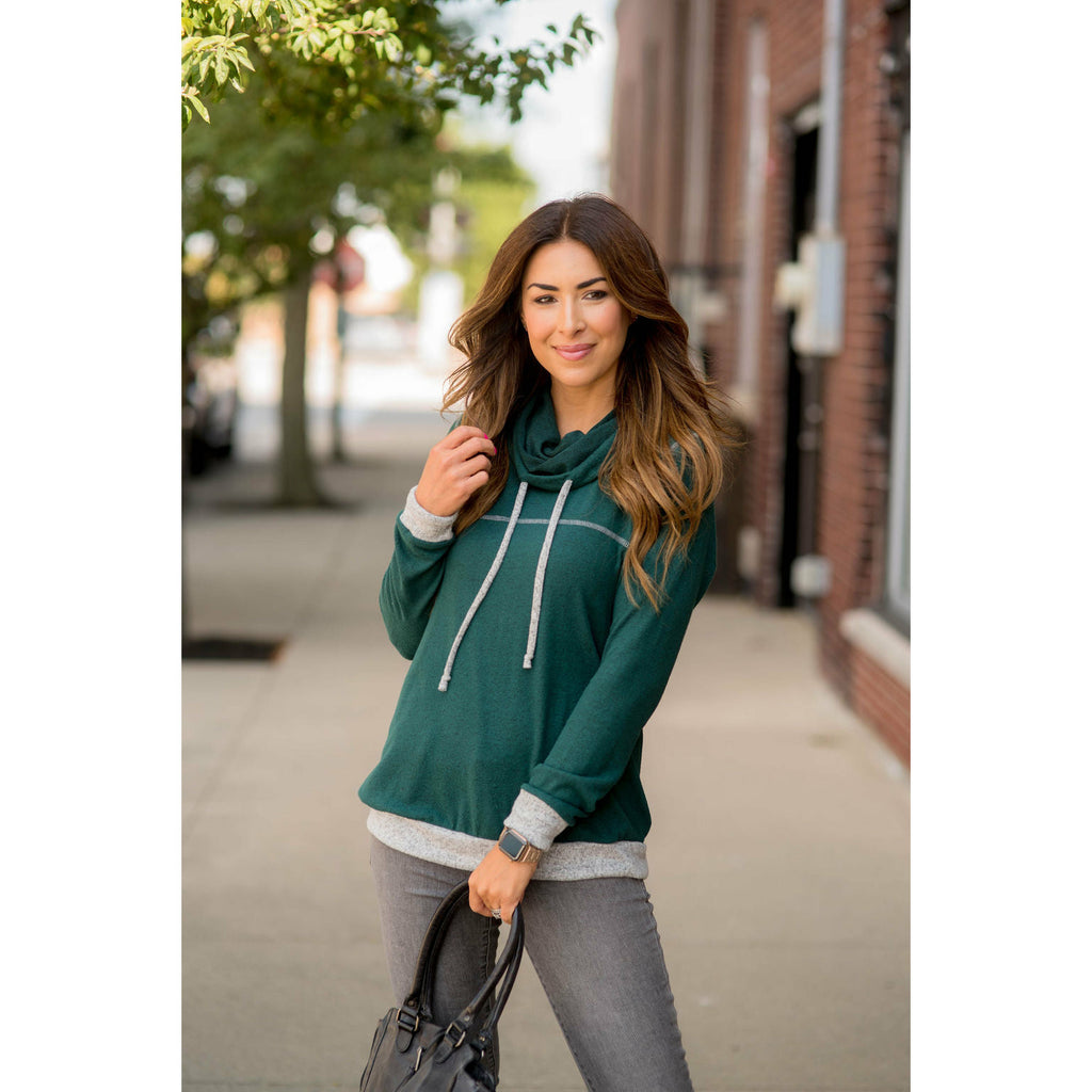 Comfy Stitched Cowl Neck Sweatshirt - Betsey's Boutique Shop