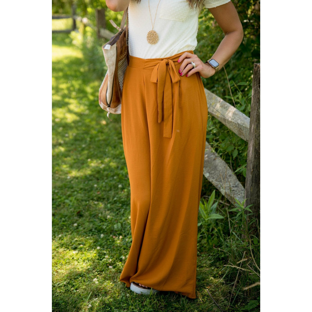 Wide Leg Tie Pants - Betsey's Boutique Shop