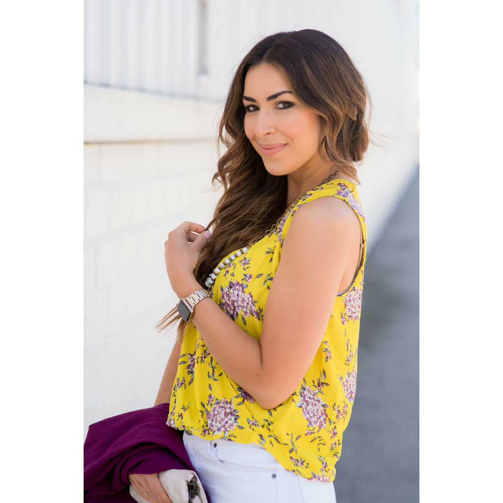 Faux Wrap Floral Tank - Betsey's Boutique Shop