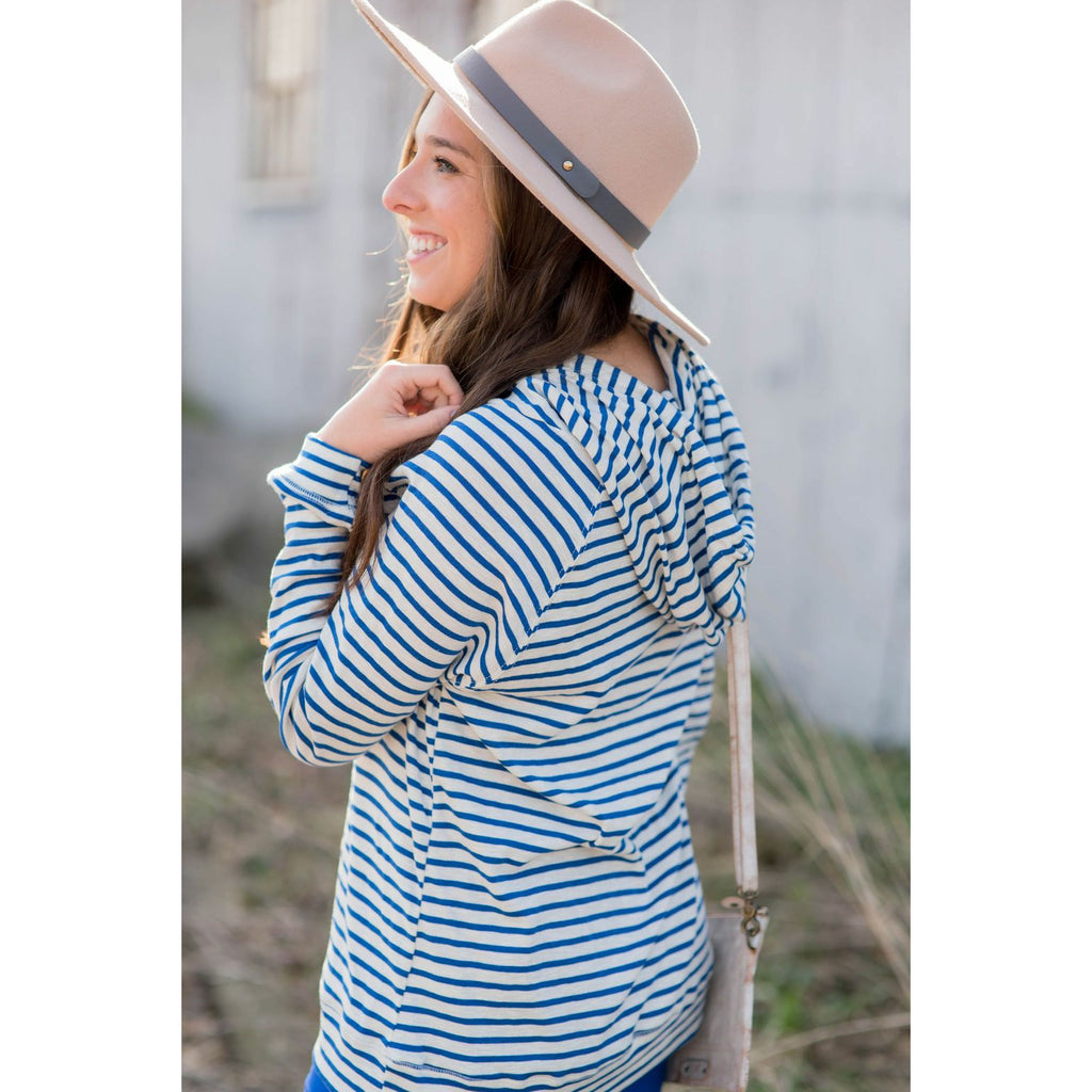 Striped Lightweight Game Day Hoodie - Betsey's Boutique Shop