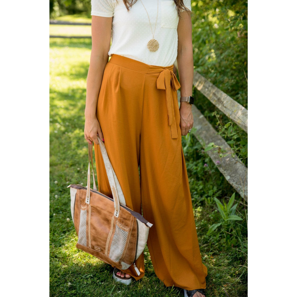 Wide Leg Tie Pants - Betsey's Boutique Shop