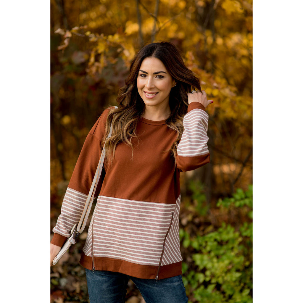 Day to Day Striped & Chevron Sweatshirt - Betsey's Boutique Shop