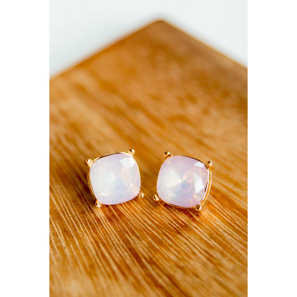 Squared Gem Stud Earrings - Betsey's Boutique Shop