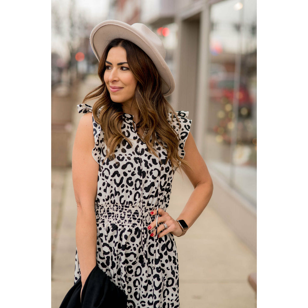 Leopard Drawstring Dress - Betsey's Boutique Shop