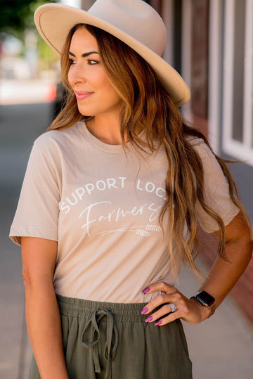 Support Local Farmers Wheat Graphic Tee - Betsey's Boutique Shop